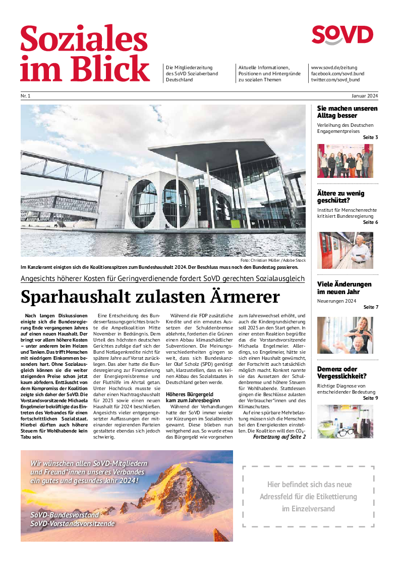 SoVD-Zeitung 01/2024 (Baden-Württemberg, Rheinland-Pfalz/Saarland)