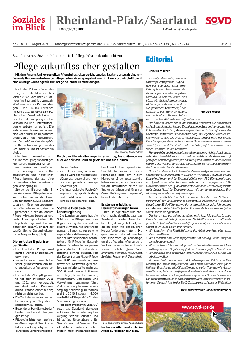 SoVD-Zeitung 07+08/2026 (Rheinland-Pfalz/Baden-Württemberg) SoVD-Zeitung 07+08/2026 (Rheinland-Pfalz/Baden-Württemberg)
