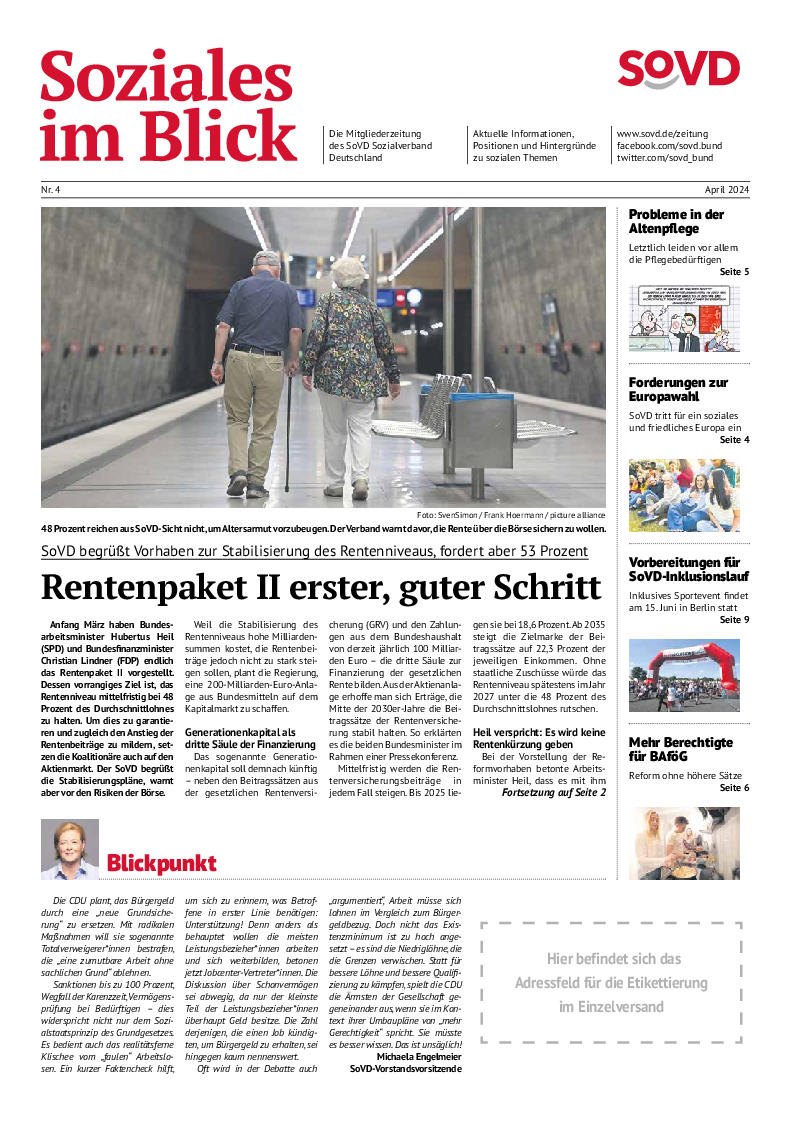 SoVD-Zeitung 04/2024 (Rheinland-Pfalz/Saarland, Baden-Württemberg)