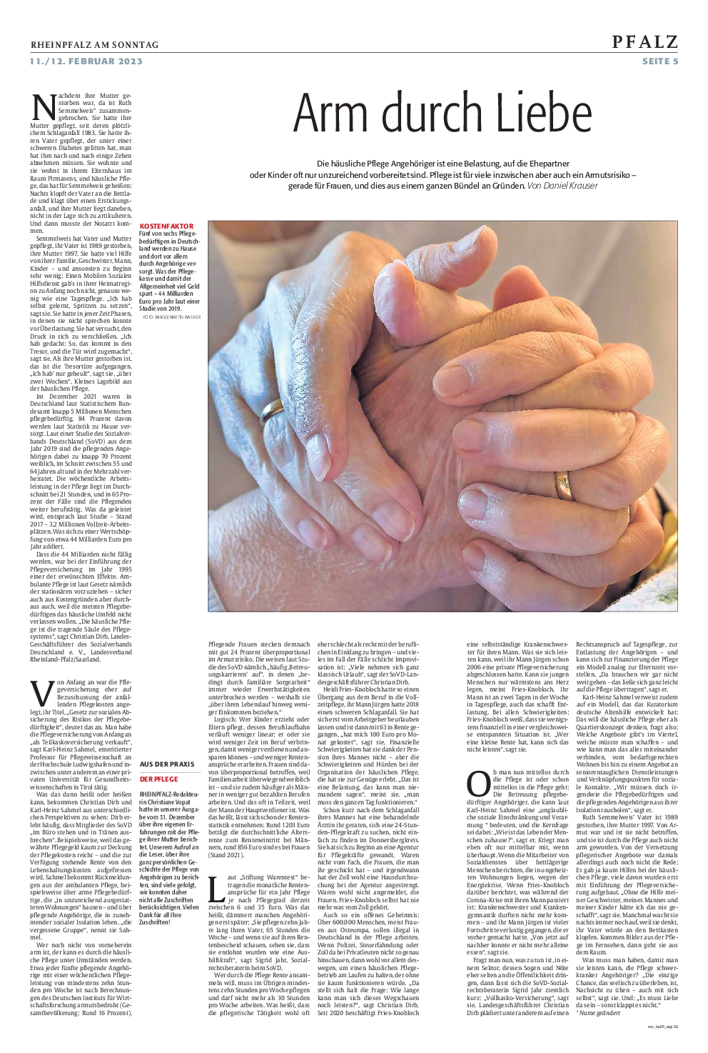 Artikel in der Rheinpfalz am Sonntag vom 12.03.2023
