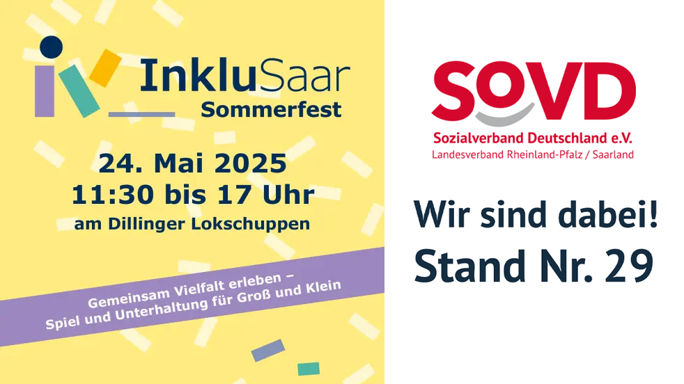 Flyer für das InkluSaar Sommerfest mit dem SoVD-Logo