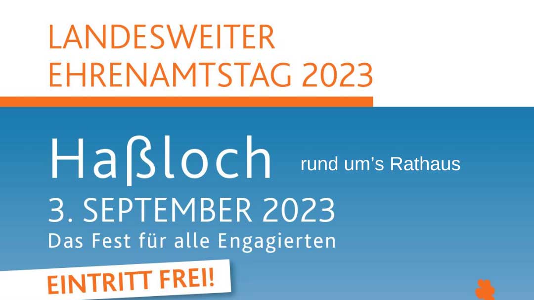 Texttafel: Landesweiter Ehrenamtstag 2023, Haßloch 3. September rund um's Rathaus